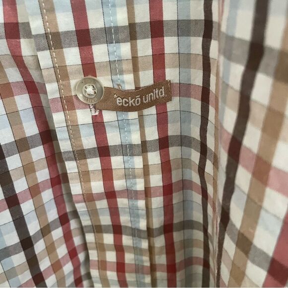 ECKO UNLTD Men's Button Down Plaid Short Sleeve 100% Cotton Shirt Size Large - Picture 7 of 10